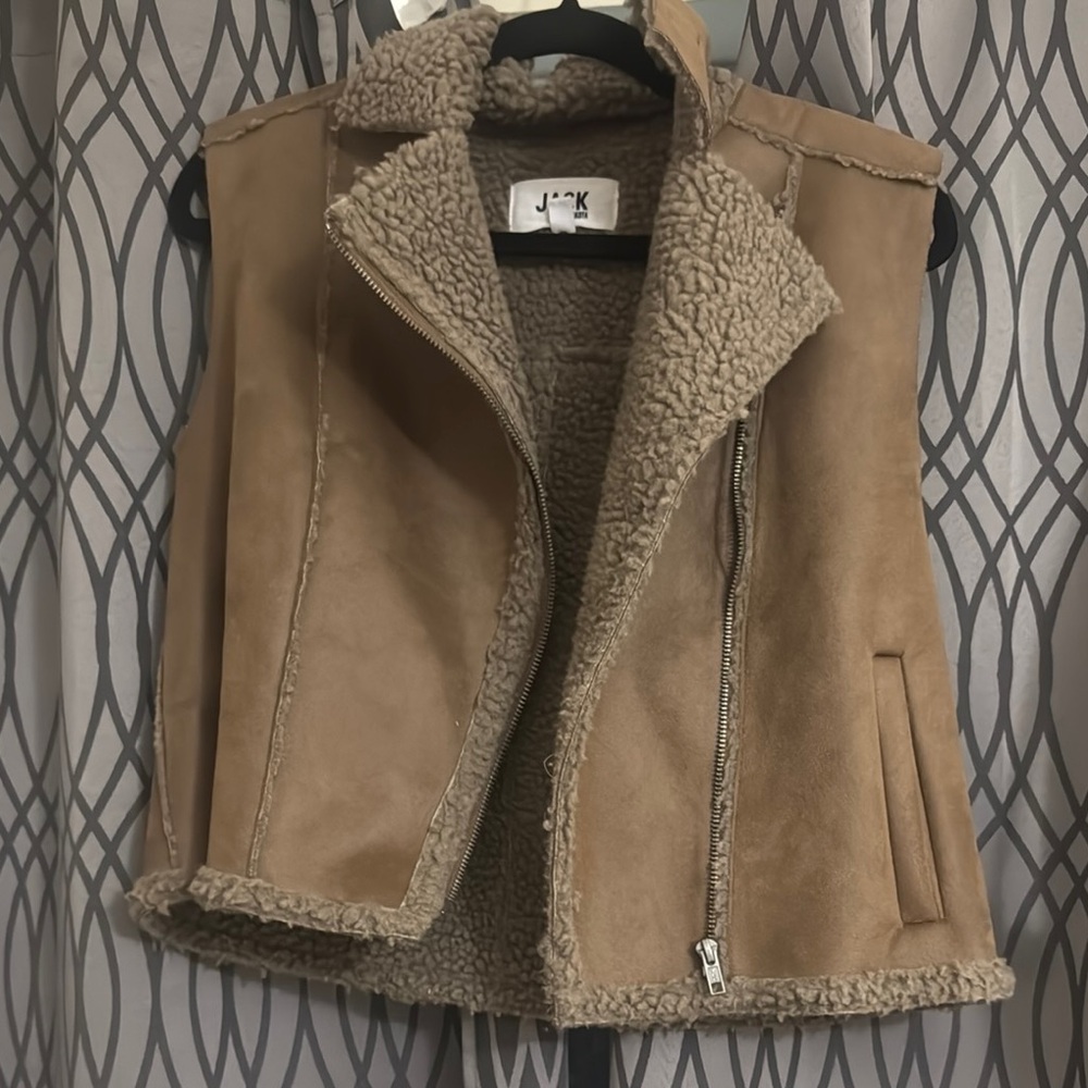 BB Dakota by Steve Madden Tan Suede Vest with Sherpa Lining